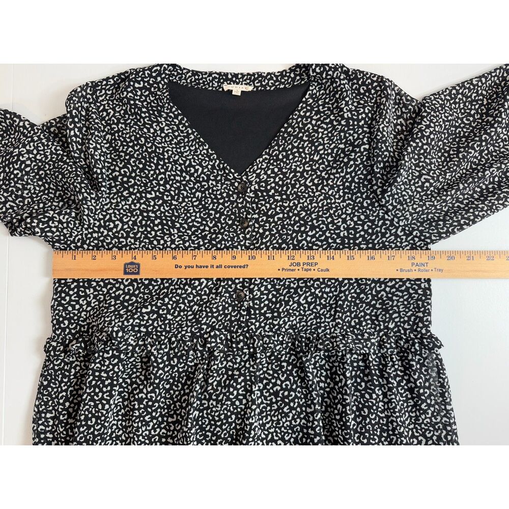 Jodifl Women's Long Sleeve Tiered Cheetah Print Dress Black White Size S - Picture 7 of 12